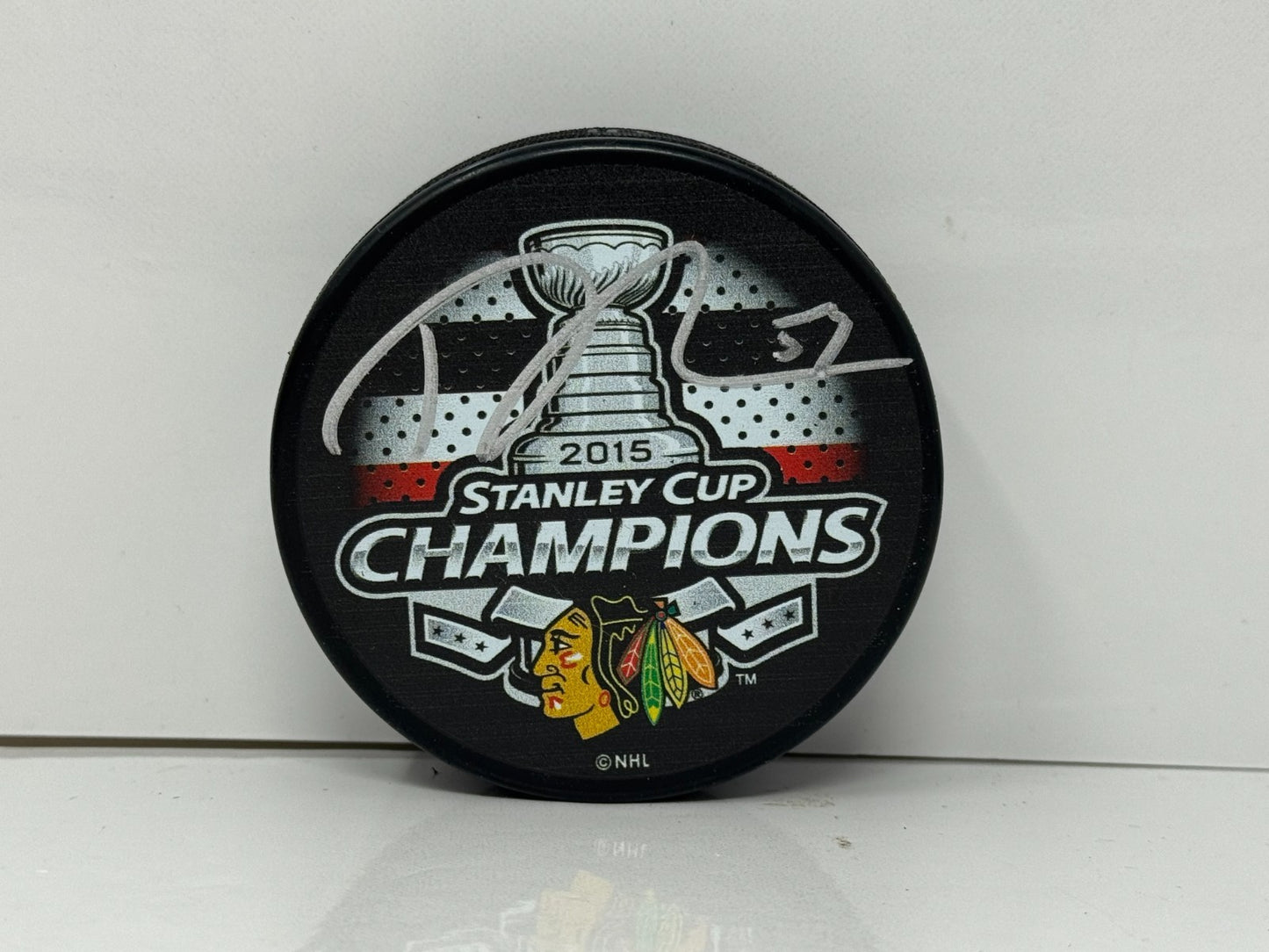Trevor van Riemsdyk Chicago Blackhawks Signed NHL Autograph Puck Silver Auto