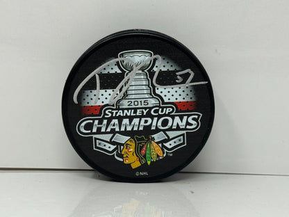 Trevor van Riemsdyk Chicago Blackhawks Signed NHL Autograph Puck Silver Auto