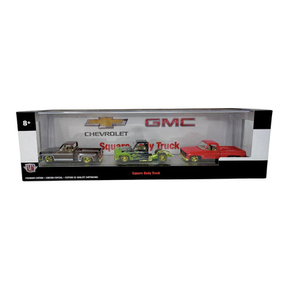 M2 Machines Square Body Truck Chevrolet GMC 3 Truck CHASE Set 1:64 Diecast