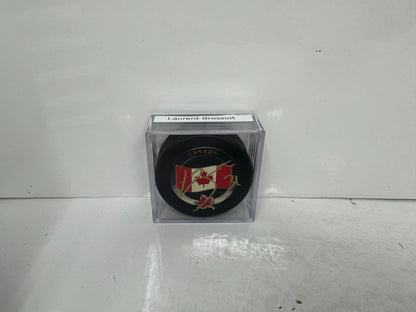 Laurent Brossoit Team Canada Signed NHL Autograph Puck Gold Auto