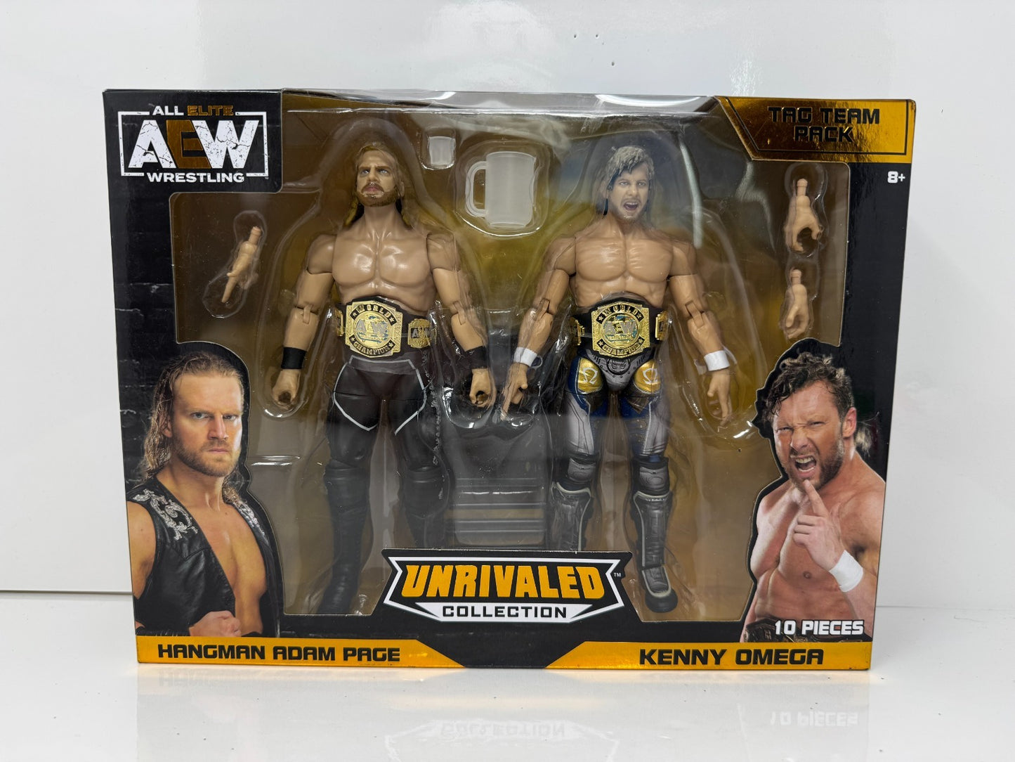 Jazwares AEW Unrivaled Tag Team Hangman Adam Page & Kenny Omega Action Figures