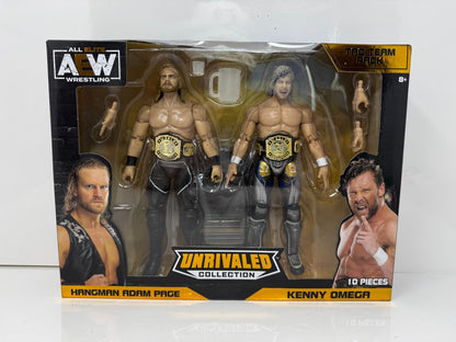Jazwares AEW Unrivaled Tag Team Hangman Adam Page & Kenny Omega Action Figures