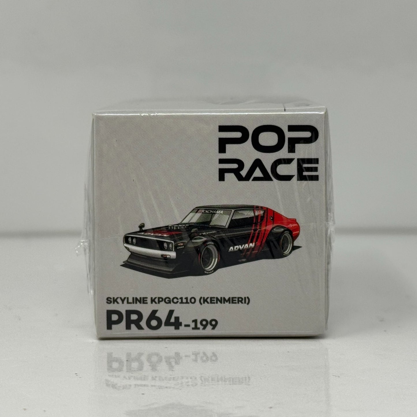 Pop Race PR64 Nissan Skyline KPGC110 Kenmeri Advan Livery 1:64 Diecast
