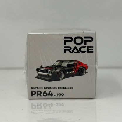 Pop Race PR64 Nissan Skyline KPGC110 Kenmeri Advan Livery 1:64 Diecast