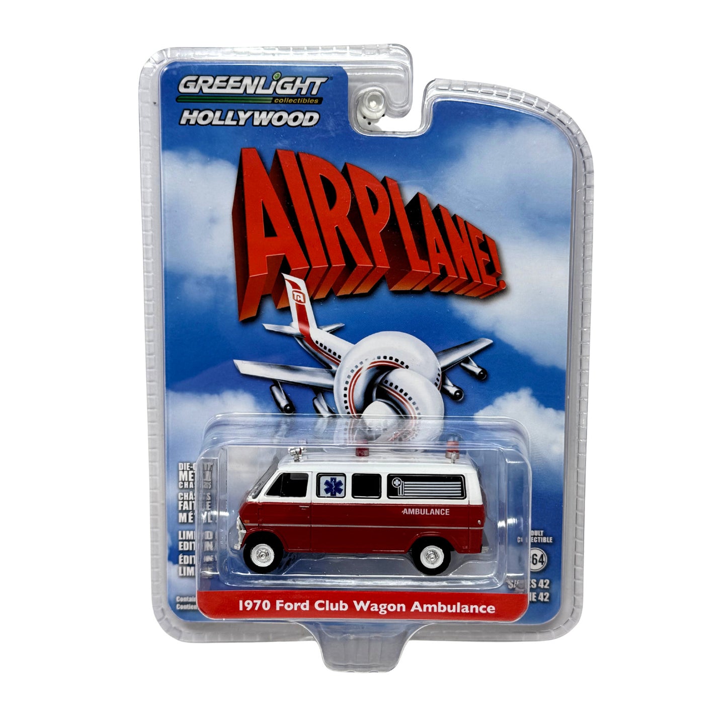 Greenlight Hollywood Airplane! 1970 Ford Club Wagon Ambulance 1:64 Diecast