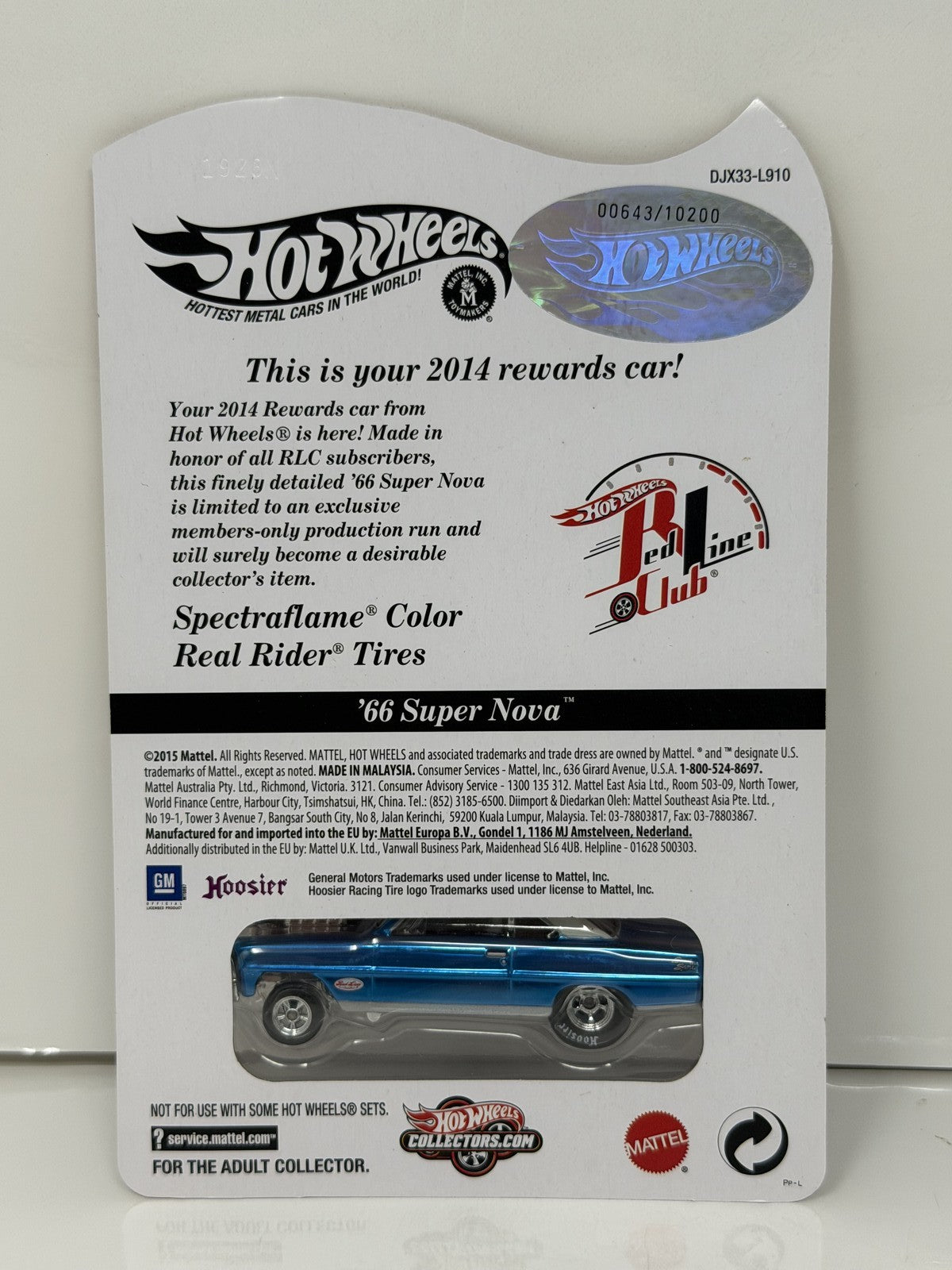 Hot Wheels RLC Red Line Club 2014 Rewards 1966 Super Nova 1:64 Diecast