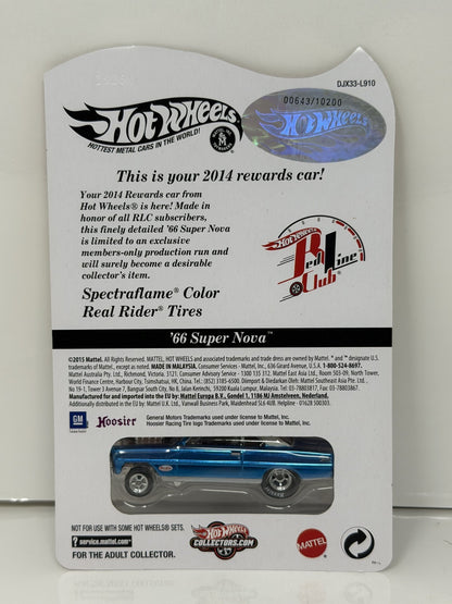 Hot Wheels RLC Red Line Club 2014 Rewards 1966 Super Nova 1:64 Diecast