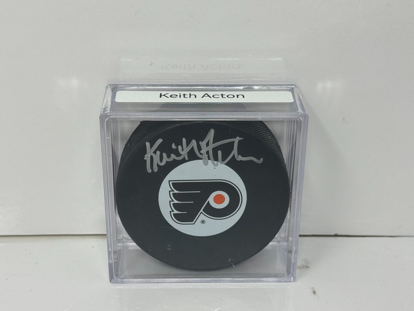 Keith Acton Philadelphia Flyers Signed NHL Autograph Puck Silver Auto