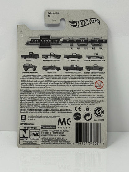Hot Wheels Chevrolet Trucks 100 Years 1985 Chevy Blazer 4x4 1:64 Diecast