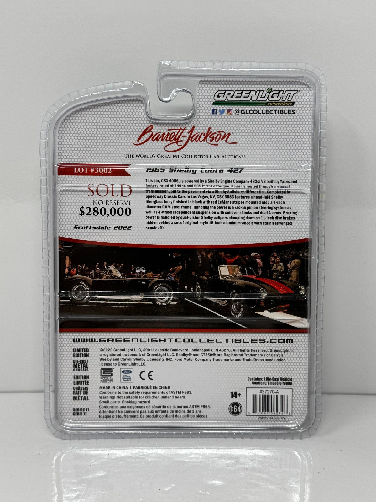 Greenlight Barrett-Jackson 1965 Shelby Cobra 427 1:64 Diecast