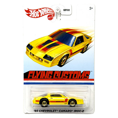 Hot Wheels Flying Customs 1985 Chevrolet Camaro IROC-Z 1:64 Diecast Yellow