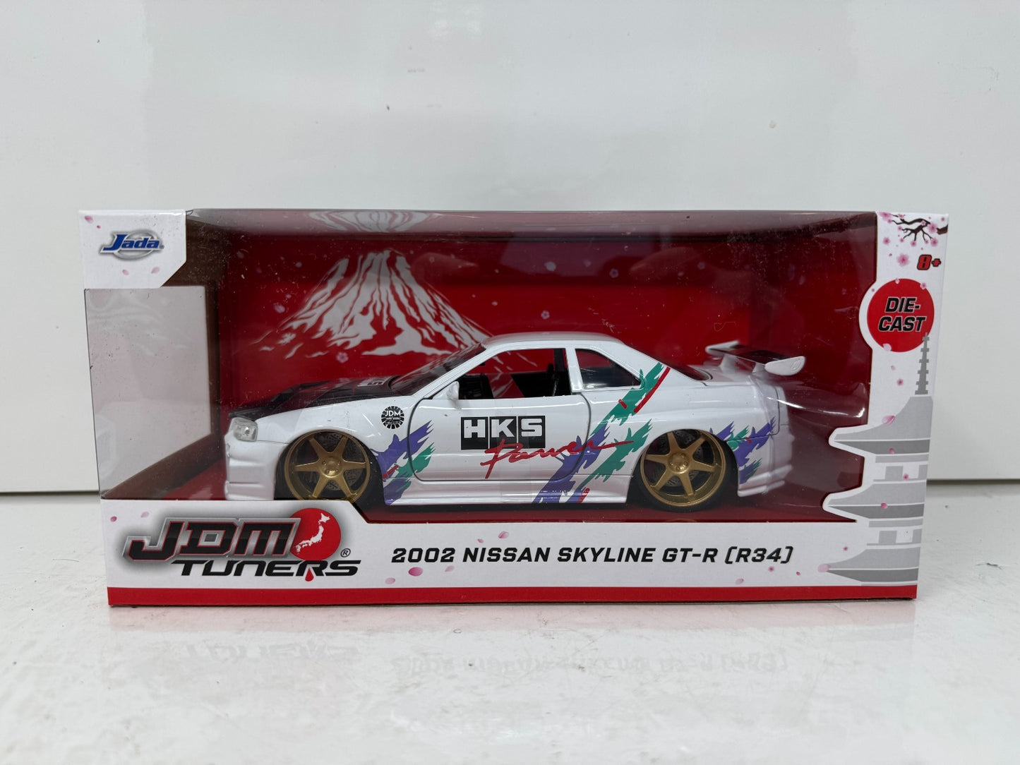 Jada 2002 Nissan Skyline GT-R R34 HKS Power JDM Tuners 1:24 Diecast Cardon Hood