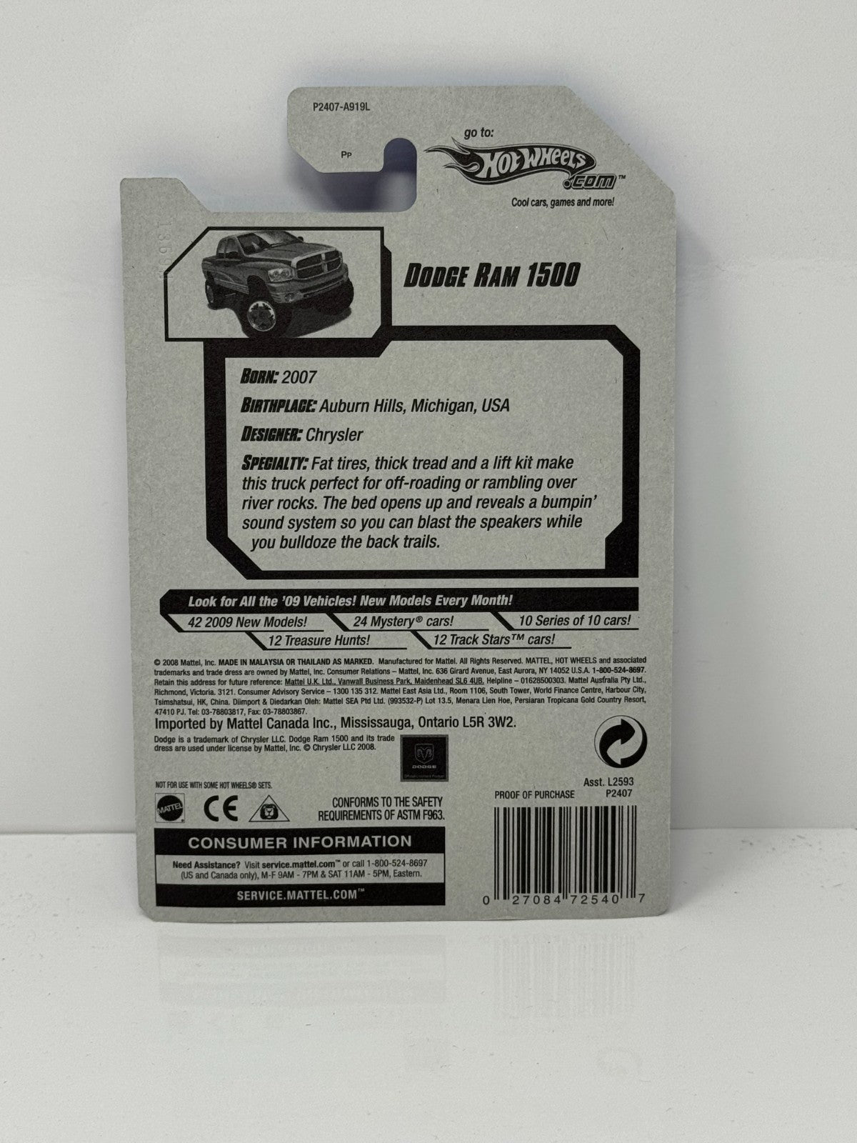 Hot Wheels HW Special Features Dodge Ram 1500 1:64 Diecast Factory Sealed