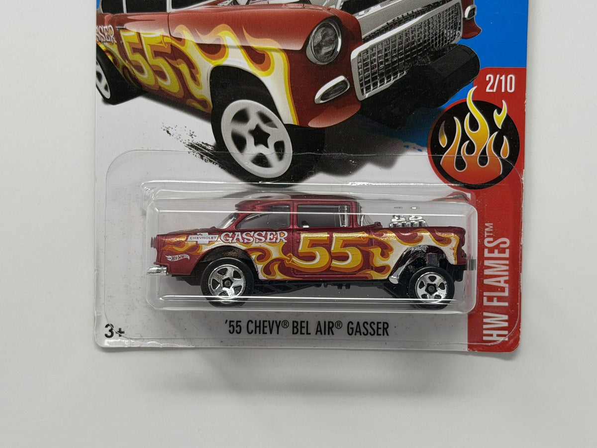 Hot Wheels HW Flames 1955 Chevy Bel Air Gasser Red 1:64 Diecast
