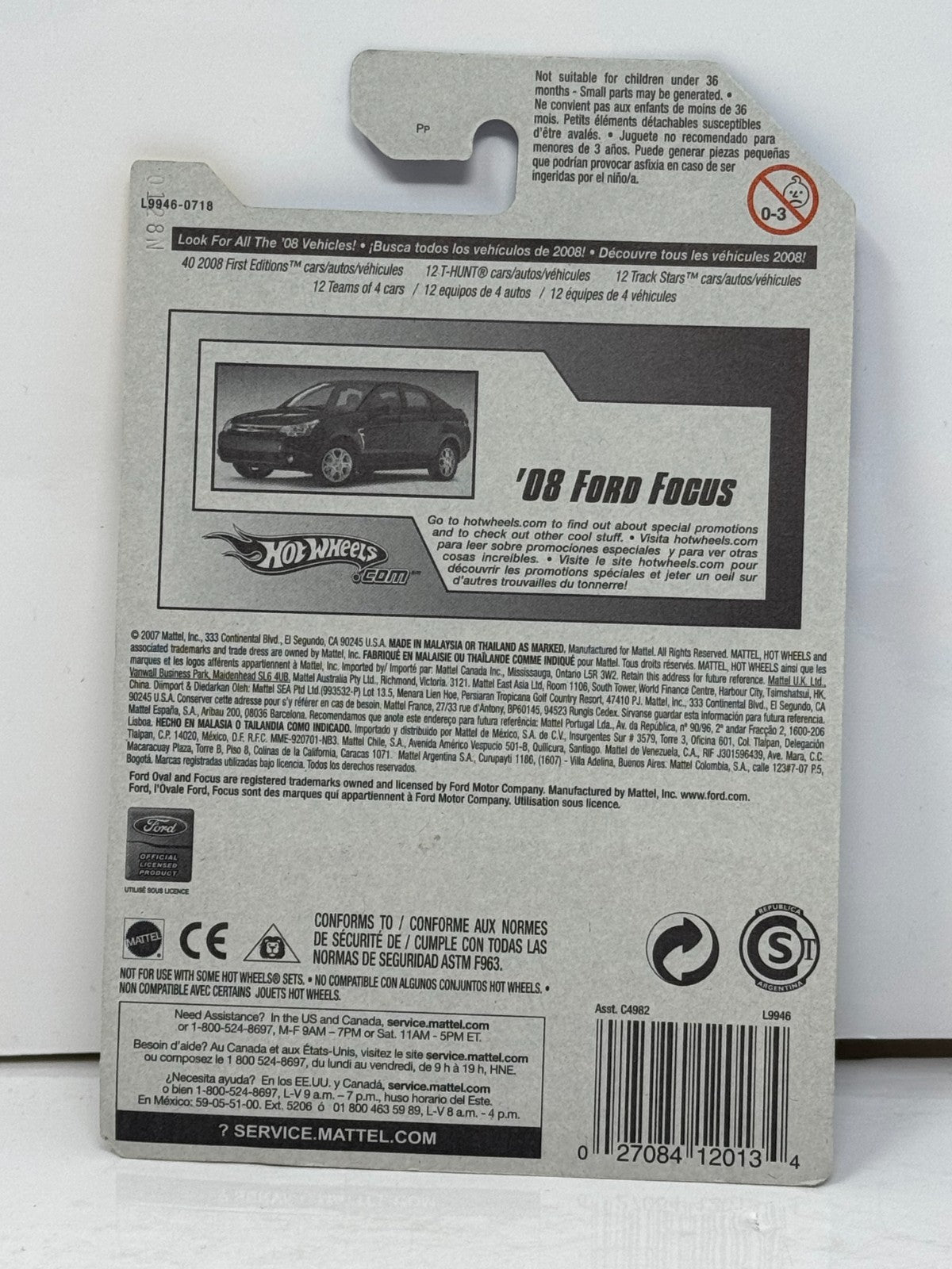 Hot Wheels First Editions 2008 Ford Focus 1:64 Diecast Blue