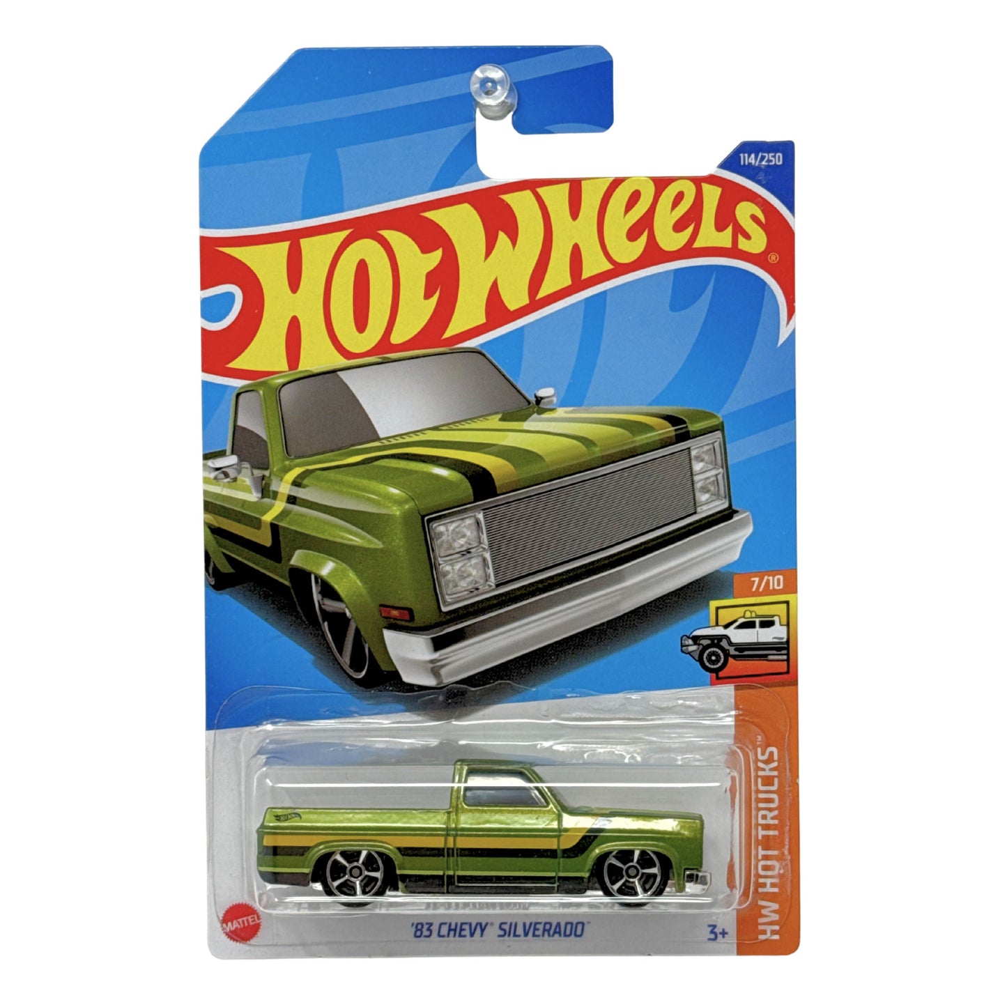 Hot Wheels HW Hot Trucks 1983 Chevy Silverado Green Black Stripe 1:64 Diecast