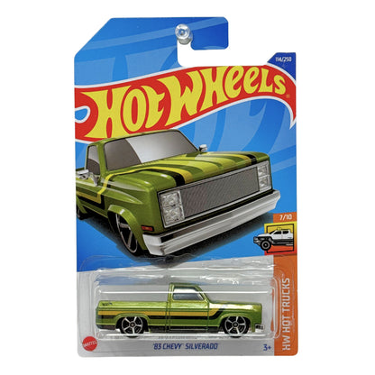 Hot Wheels HW Hot Trucks 1983 Chevy Silverado Green Black Stripe 1:64 Diecast
