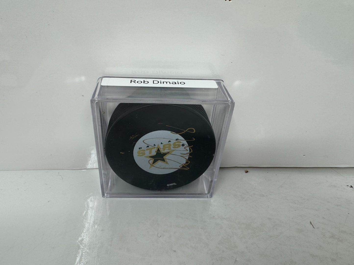 Rob Dimaio Dallas Stars Signed NHL Autograph Puck Gold Auto