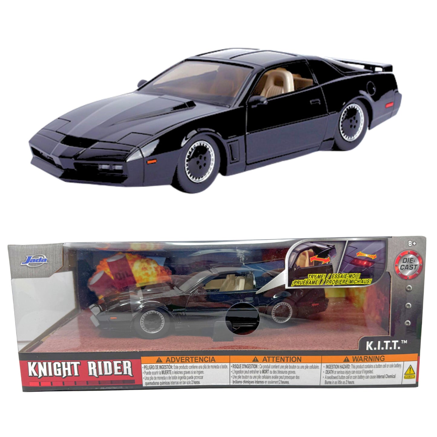 Jada Knight Rider K.I.T.T. Pontiac Firebird Trans Am w/ Lights 1:24 Diecast