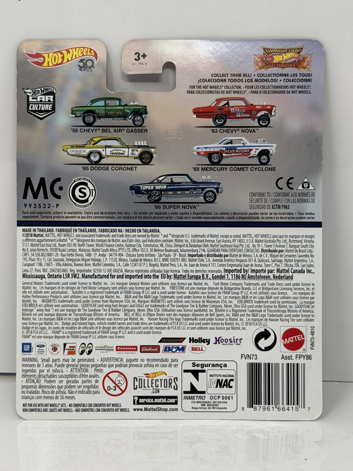 Hot Wheels Drag Strip Demons 1963 Chevy Nova 1:64 Diecast Real Riders