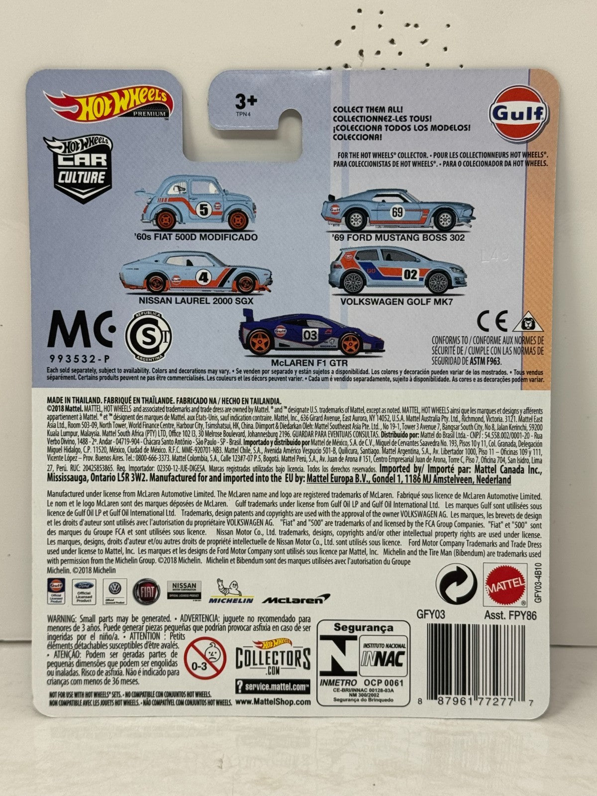 Hot Wheels Premium Gulf 1969 Ford Mustang Boss 302 1:64 Diecast
