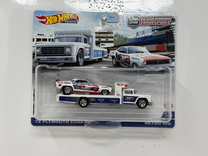 Hot Wheels Premium Team Transport #46 1972 Plymouth Cuda Retro Rig 1:64 Diecast