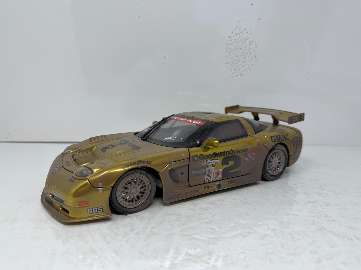 Action Racing #2 Ron Fellows GM 2001 Corvette C5R RACED VERSION 1:18 Diecast