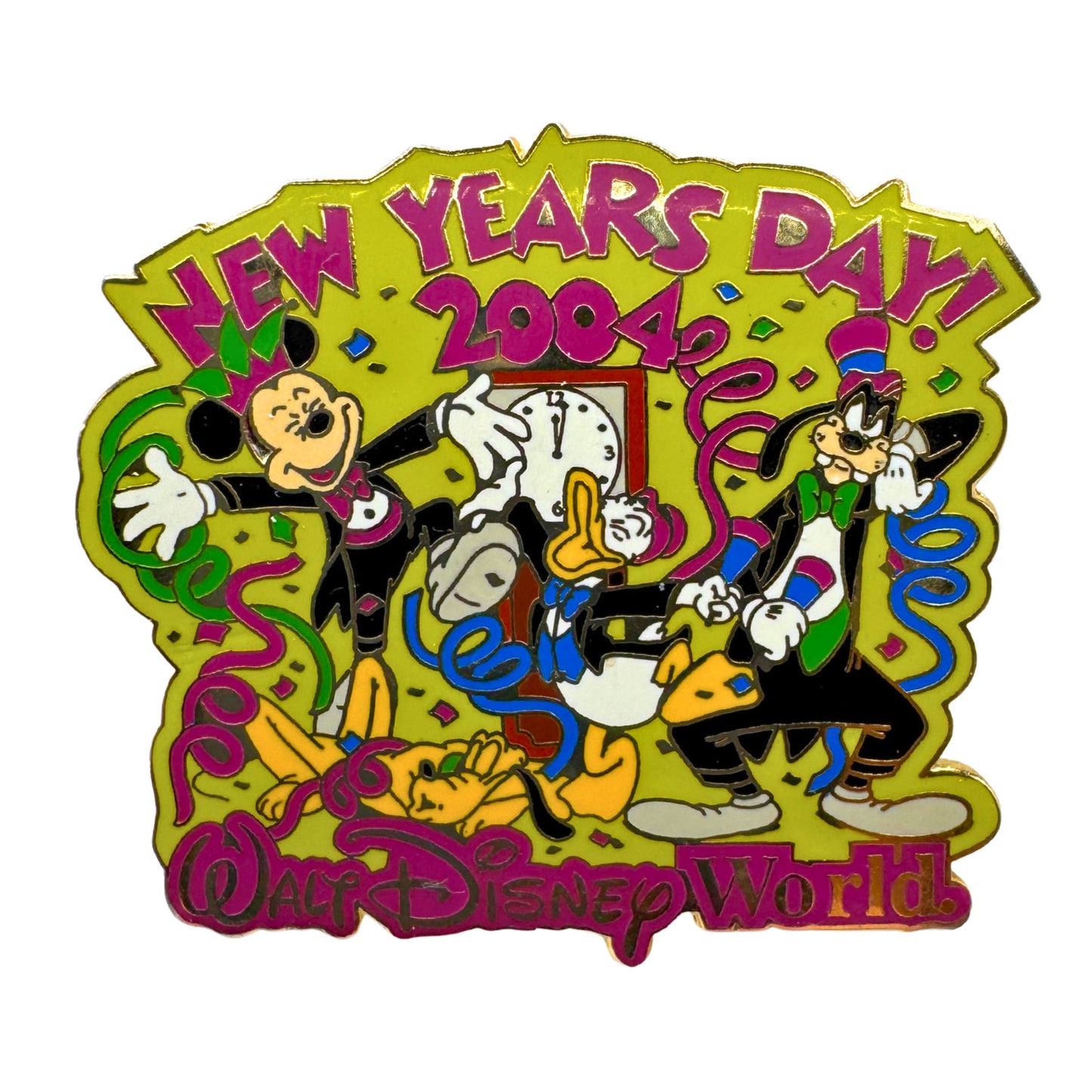 WDW Disney Mickey, Donald, Pluto & Goofy New Years Day 2004 Trading Pin DC1S5