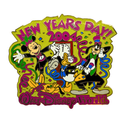 WDW Disney Mickey, Donald, Pluto & Goofy New Years Day 2004 Trading Pin DC1S5