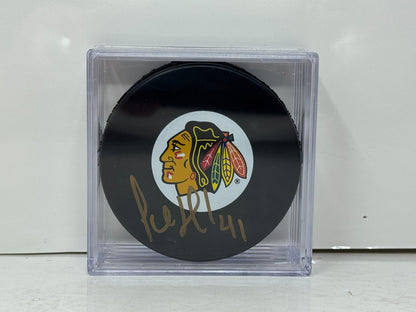 Jocelyn Thibault Chicago Blackhawks Signed NHL Autograph Puck Gold Auto
