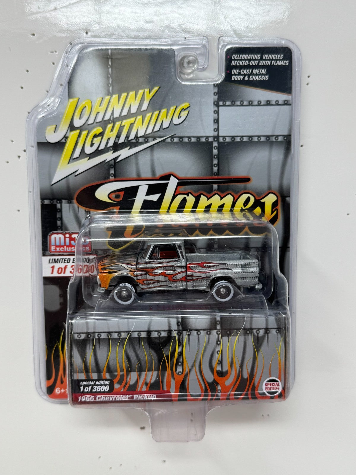 Johnny Lightning Flames 1966 Chevrolet Pickup 1:64 Diecast