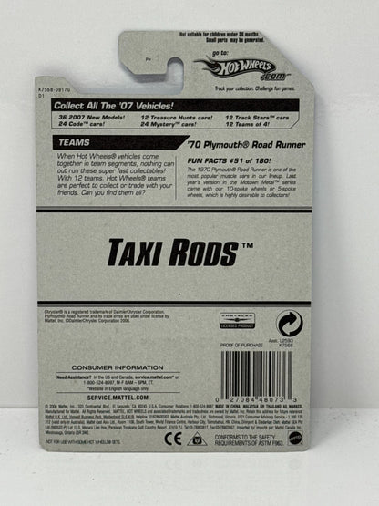 Hot Wheels Taxi Rods 1970 Plymouth Road Runner Taxi 1:64 Diecast Factory Sealed
