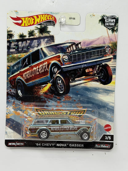 Hot Wheels Premium Drag Strip Demons 1964 Chevy Nova Gasser 1:64 Diecast