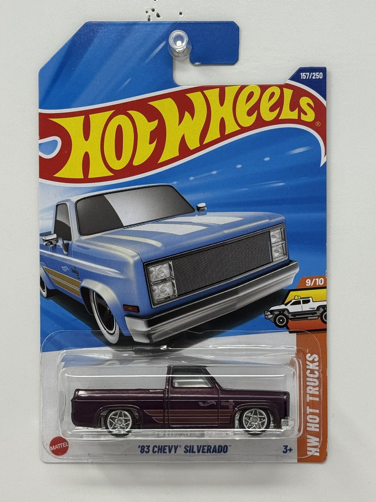 Hot Wheels Hot Trucks 1983 Chevy Silverado 1:64 Diecast Purple Custom Real Rider