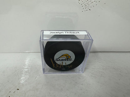Jocelyn Thibault Buffalo Sabres Signed NHL Autograph Puck Gold Auto
