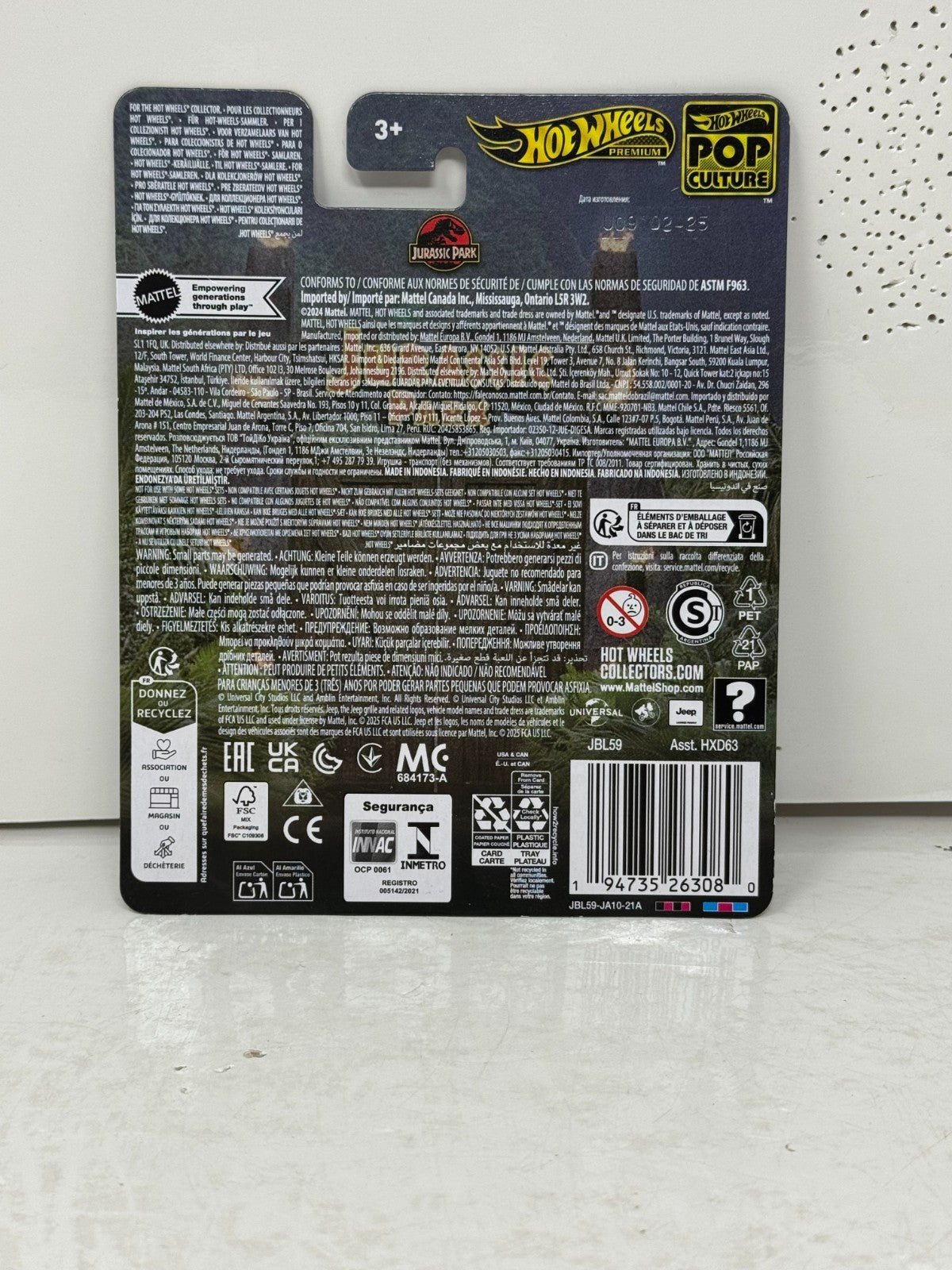 Hot Wheels Premium Jurassic Park 1992 Jeep Wrangler Sahara 1:64 Diecast