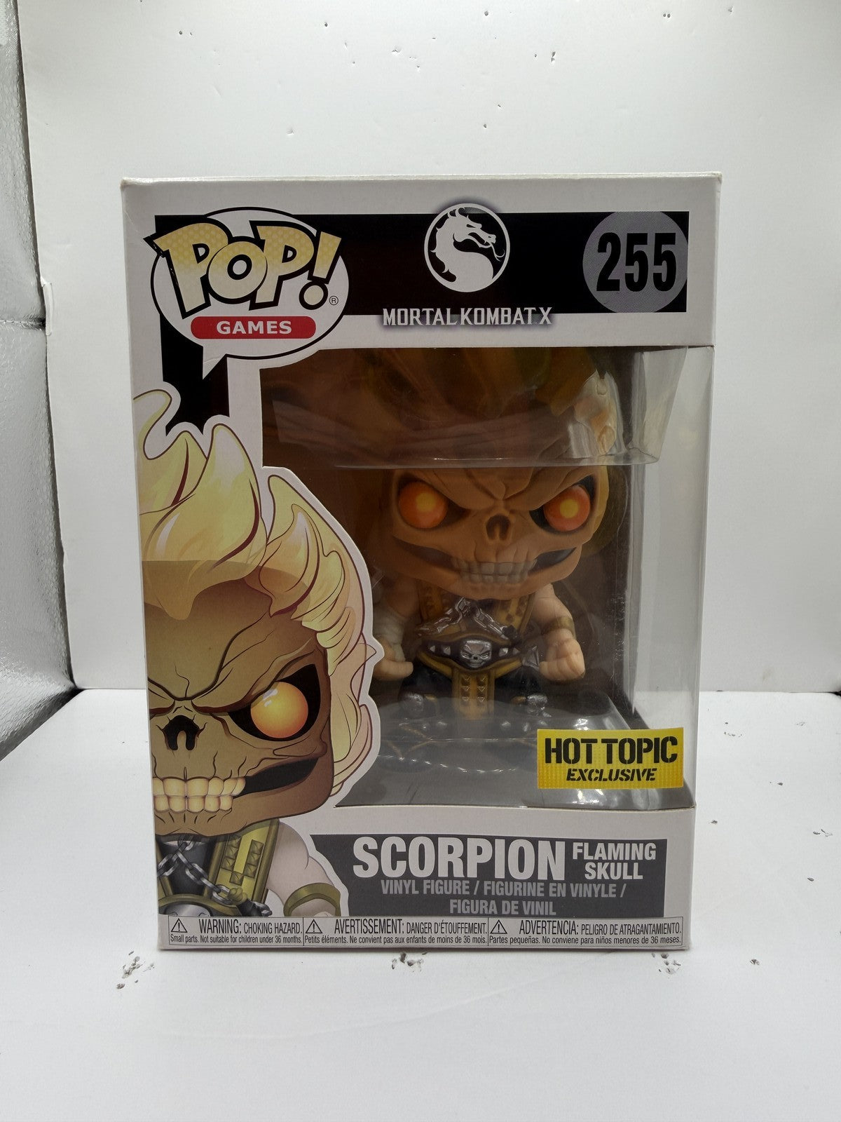 Funko Pop! Games Mortal Kombat X #255 Scorpion Flaming Skull Hot Topic Vinyl Figure