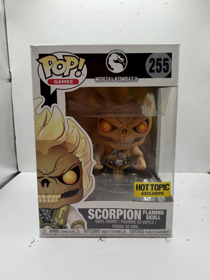 Funko Pop! Games Mortal Kombat X #255 Scorpion Flaming Skull Hot Topic Vinyl Figure