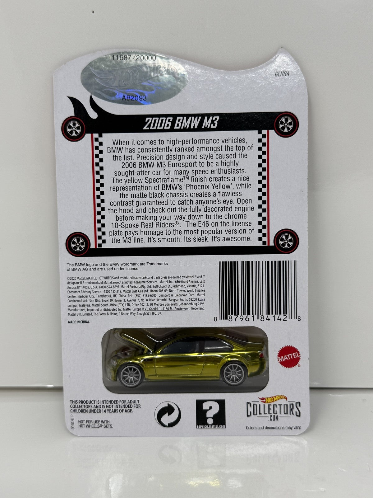 Hot Wheels RLC Red Line Club 2006 BMW M3 1:64 Diecast 11687/20000
