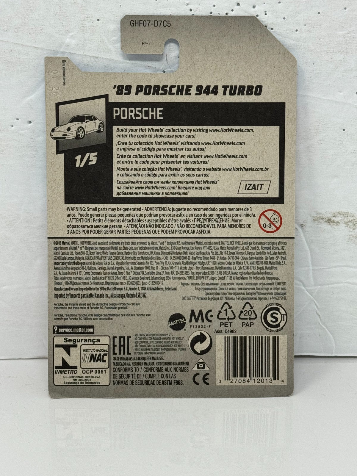 Hot Wheels Porsche 1989 Porsche 944 Turbo 1:64 Diecast