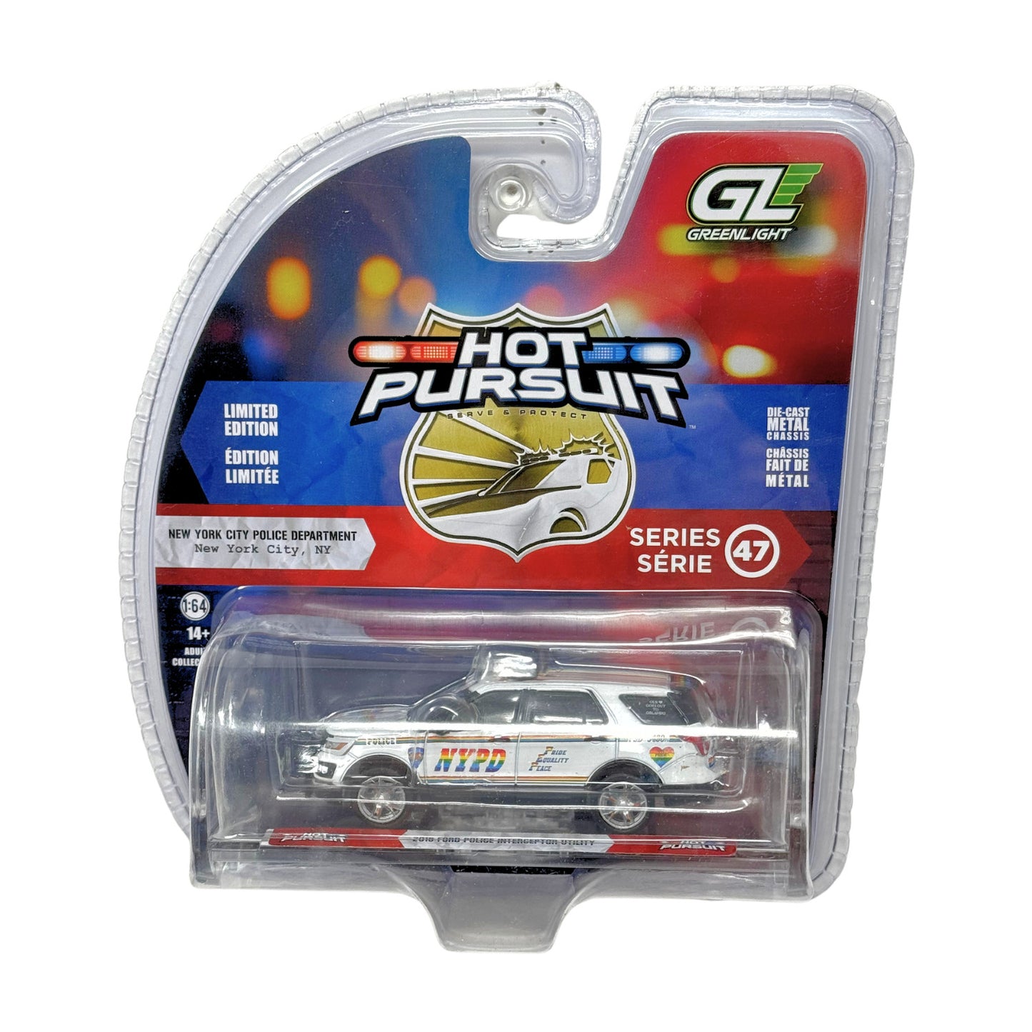 Greenlight Hot Pursuit 2016 Ford Police Interceptor NYPD Pride 1:64 Diecast