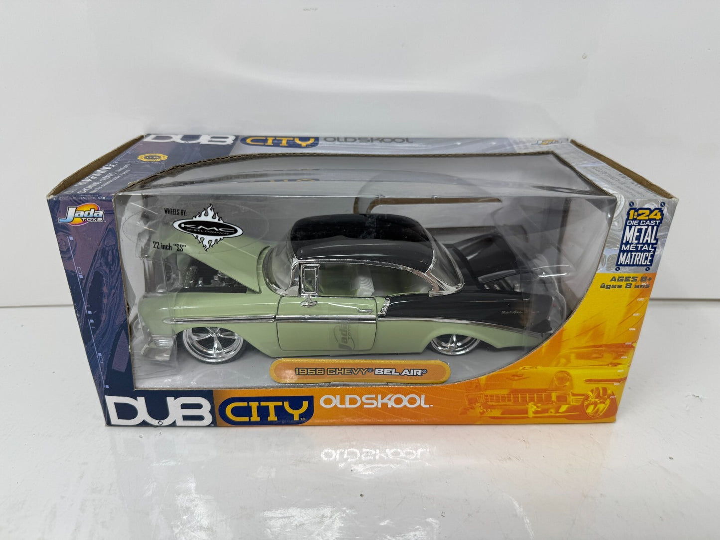 Jada Dub City Oldskool 1956 Chevy Bel Air 1:24 Diecast KMC Wheels 22 Inch DTS