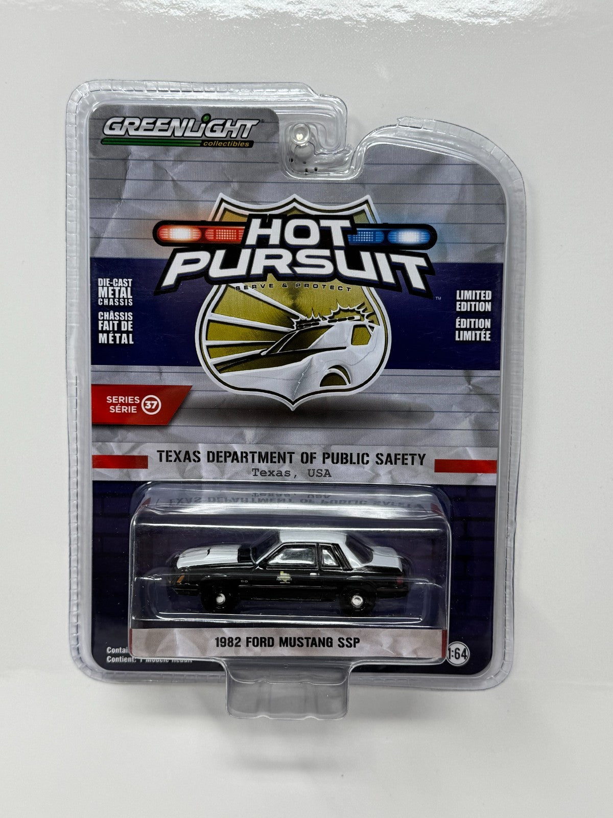 Greenlight Hot Pursuit 1982 Ford Mustang SSP Texas DPS 1:64 Diecast