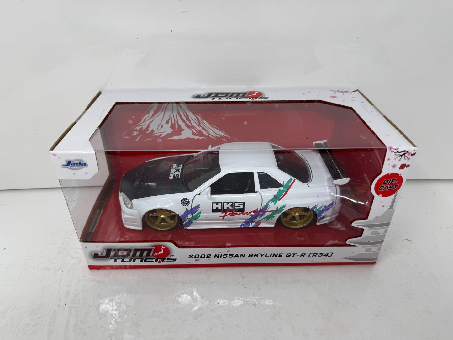 Jada 2002 Nissan Skyline GT-R R34 HKS Power JDM Tuners 1:24 Diecast Cardon Hood