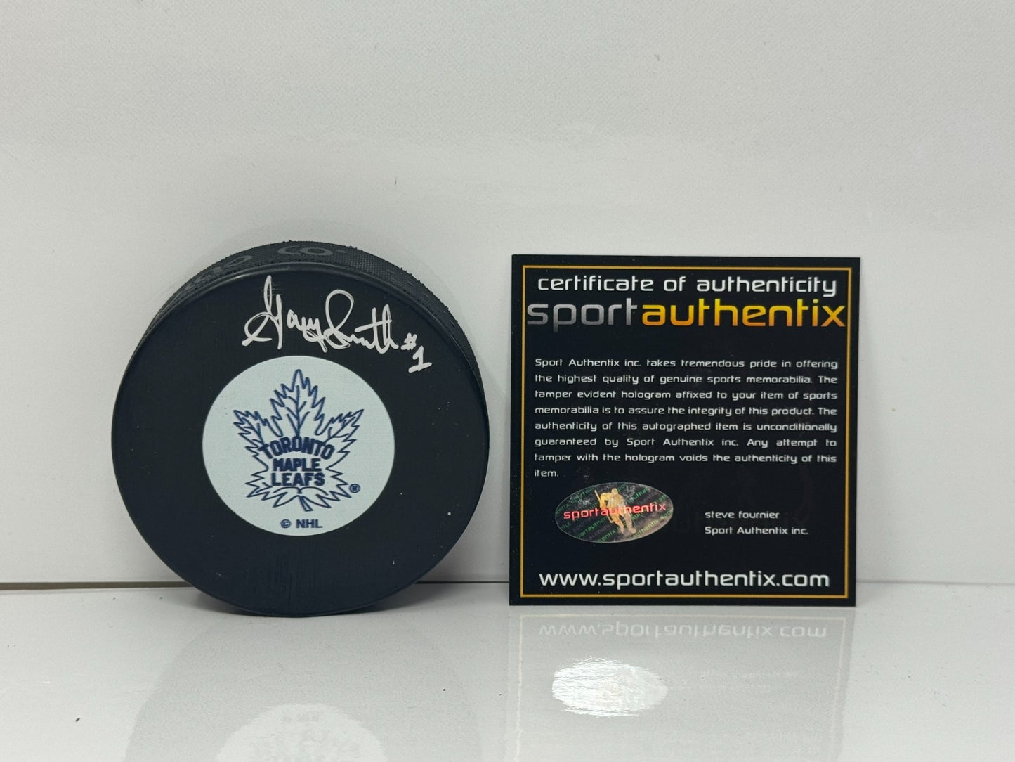 Gary Smith Toronto Maple Leafs Signed NHL Autograph Puck Silver Auto