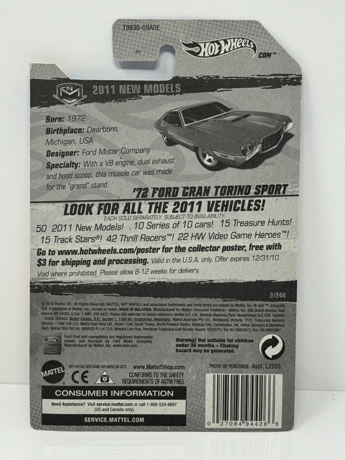 Hot Wheels New Models 1972 Ford Gran Torino Sport 1:64 Diecast Factory Sealed