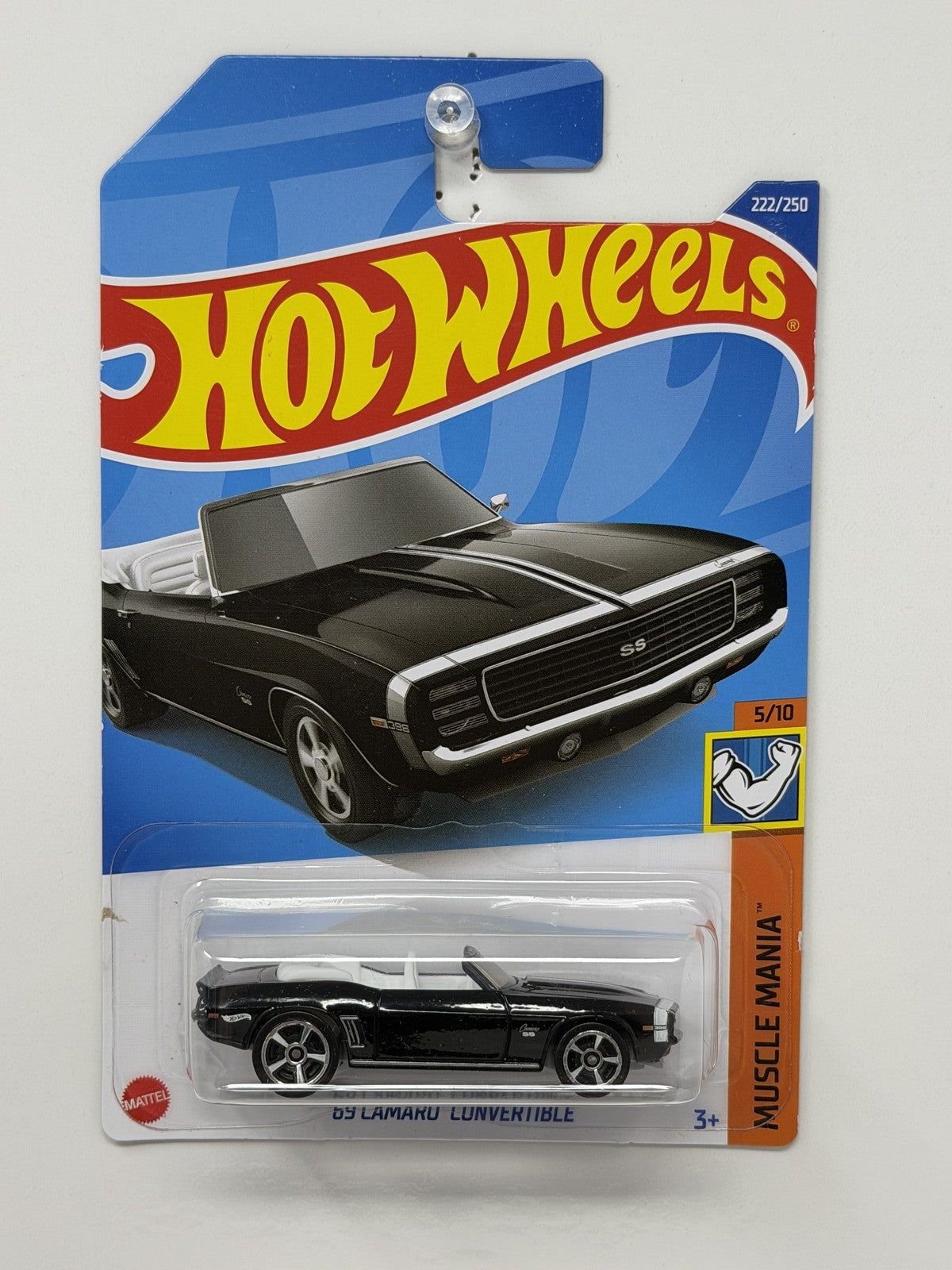 Hot Wheels Muscle Mania 1969 Chevrolet Camaro Convertible 1:64 Diecast Black