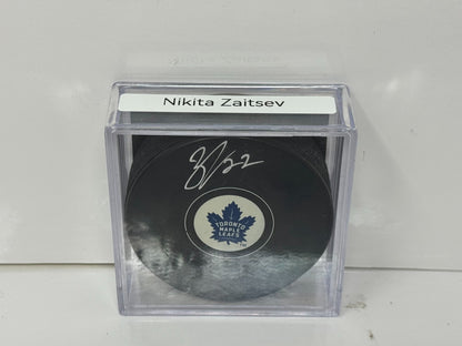 Nikita Zaitsev Toronto Maple Leafs Signed NHL Autograph Puck Silver Auto V2