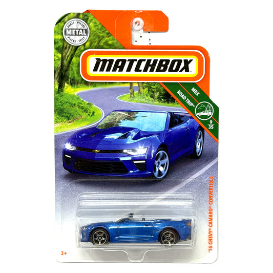 Matchbox Road Trip 2016 Chevrolet Camaro Convertible 1:64 Diecast Blue V2
