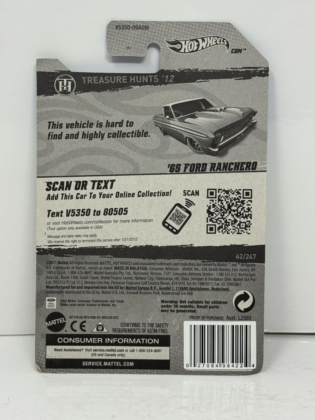 Hot Wheels Treasure Hunt 1965 Ford Ranchero 1:64 Diecast